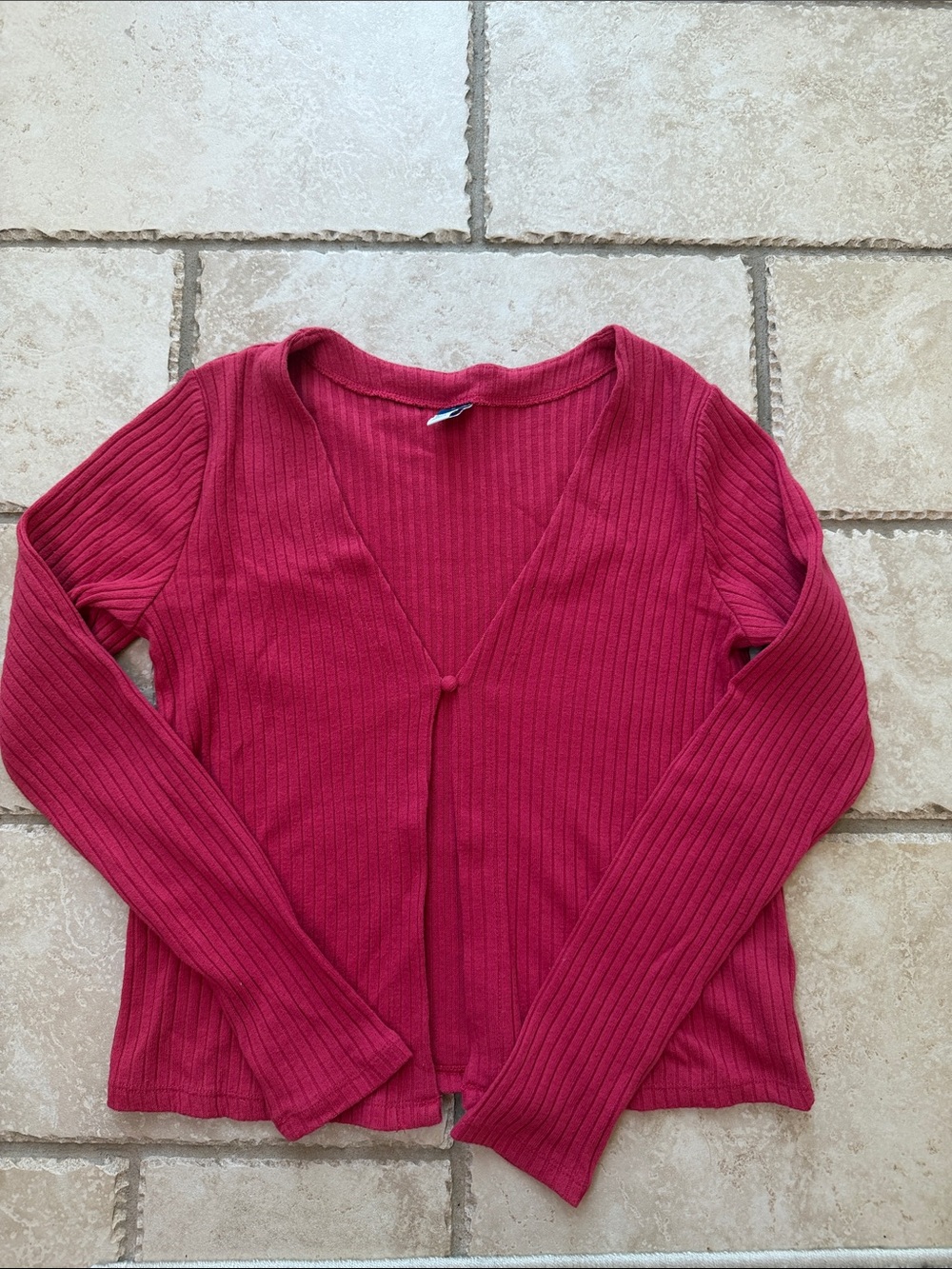 Old Navy Red Ribbed Long Sleeve Cardigan